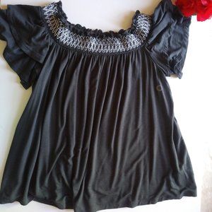 Blouse Soft & Sexy T AEO 1977 Sz M Black